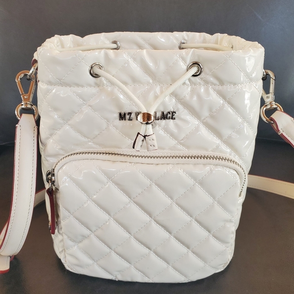 nwot MZ Wallace Stunning Crosby Drawstring Pearl Metallic Bucket Bag - Picture 5 of 13